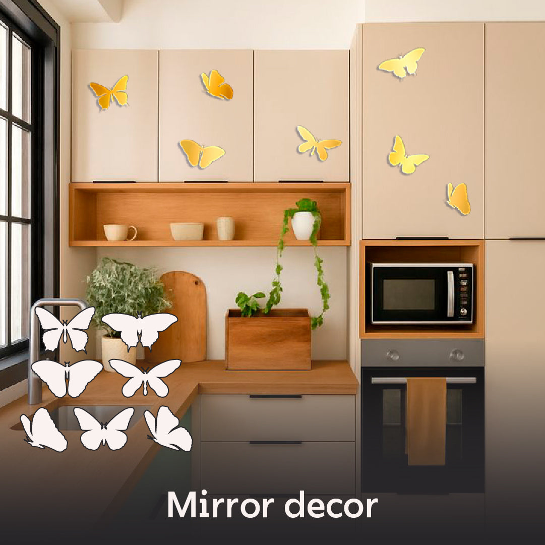 Mirror decor Butterflies DFA: Update your interior in minutes! 7 pcs (YA00002)