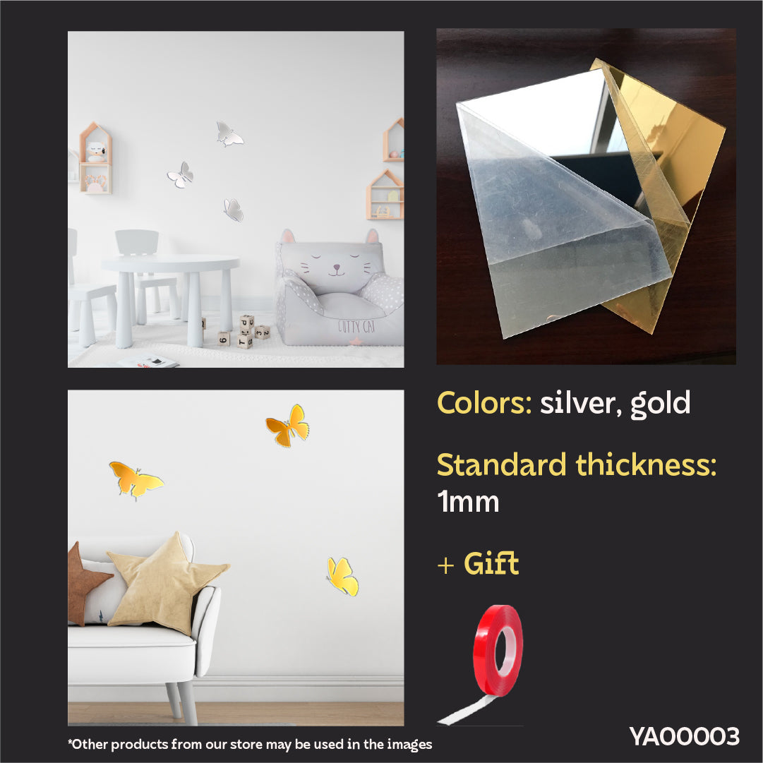 Mirror Butterflies DFA: Add lightness and light to your space, 3 pcs (YA00003)