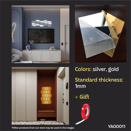 Geometric Magic: DFA Mirror Honeycombs Visually Expanding Space 15pcs/30pcs (YA00011)