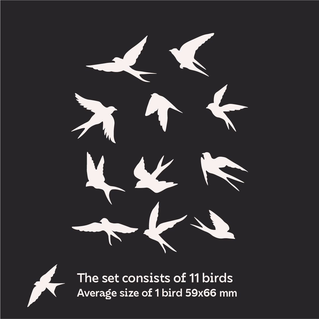 Create your own design: Mirror Birds for unique compositions, 11 pcs (YA00022)
