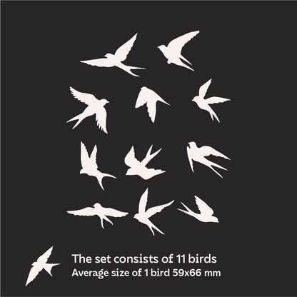 Create your own design: Mirror Birds for unique compositions, 11 pcs (YA00022)