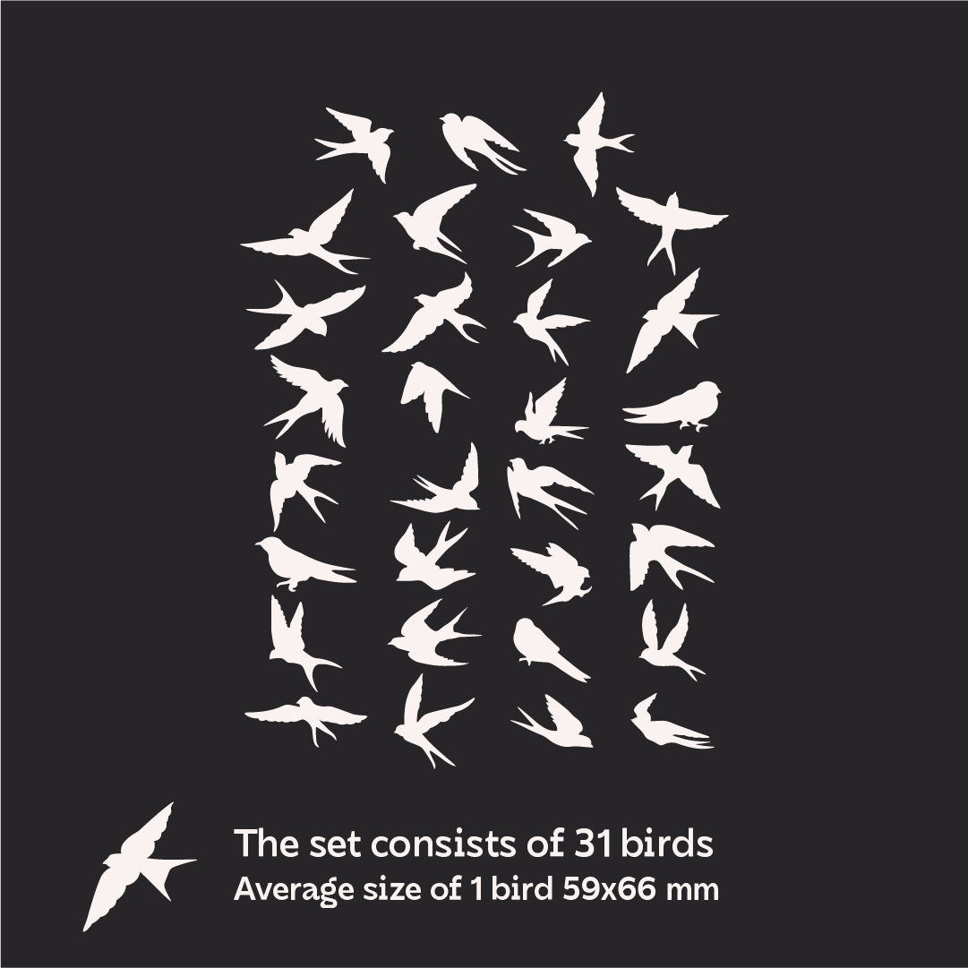 Discover new possibilities: Mirror decor Birds for unique solutions, 31 pcs (YA00024)