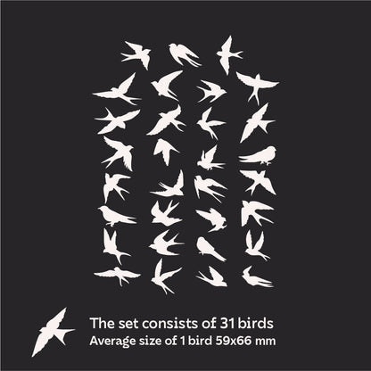 Discover new possibilities: Mirror decor Birds for unique solutions, 31 pcs (YA00024)
