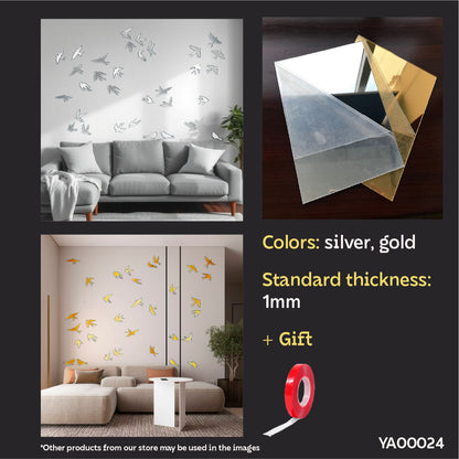 Discover new possibilities: Mirror decor Birds for unique solutions, 31 pcs (YA00024)