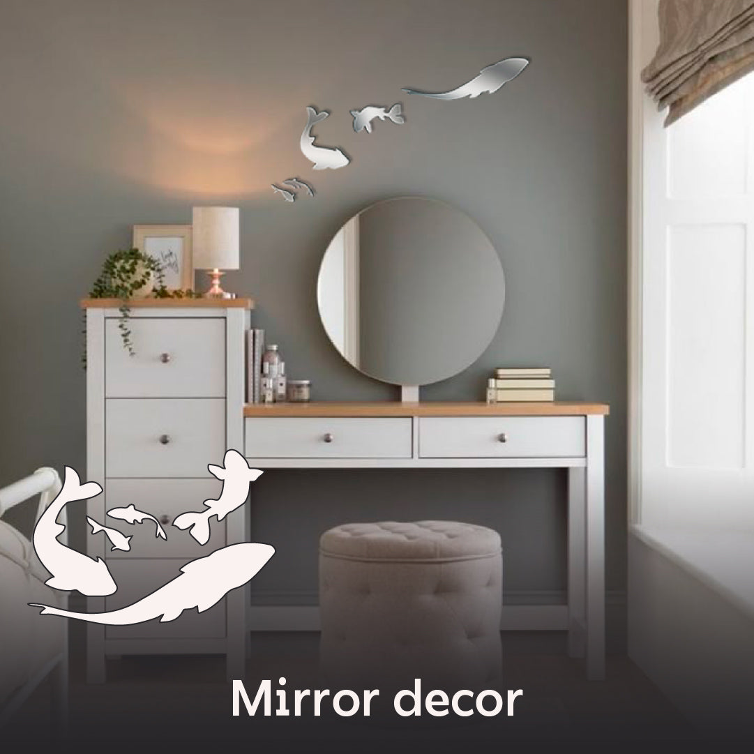 Quick wall update: Self-adhesive fish mirror decor from DFA, 5 pcs (YA00026)