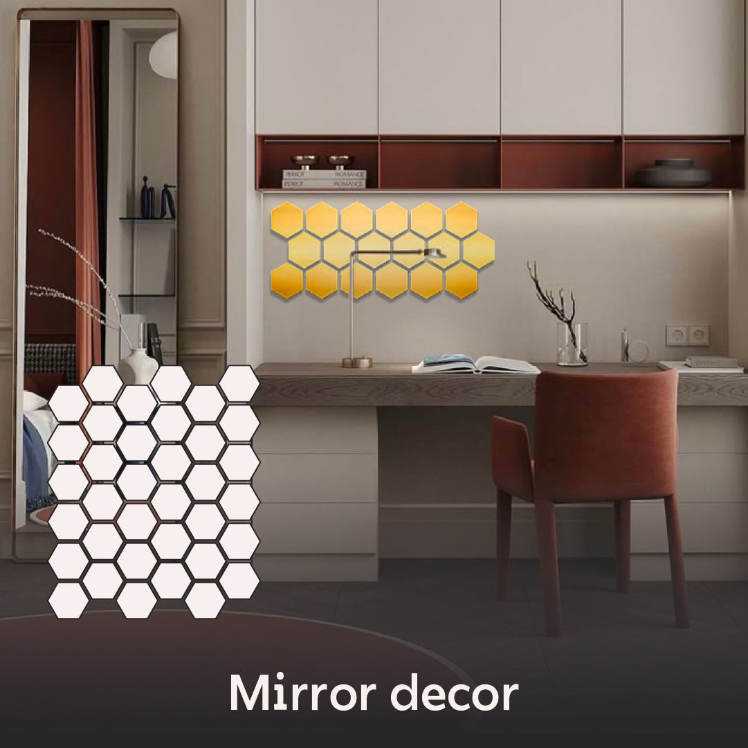DFA Honeycomb Mirror Decor: A Modern Geometric Accent for Any Space, 18pcs/36pcs (YA00028)