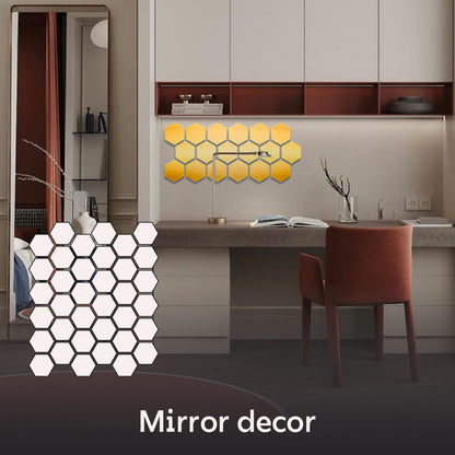 DFA Honeycomb Mirror Decor: A Modern Geometric Accent for Any Space, 18pcs/36pcs (YA00028)