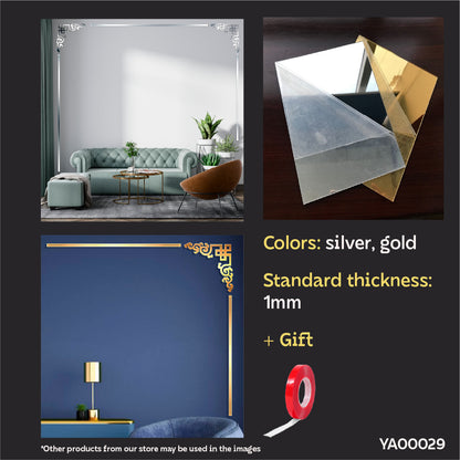 Elegant accent: DFA mirror corner pattern for your interior, 2pcs/4pcs (YA00029)