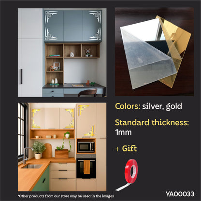 Exclusive Design: Top Quality Acrylic DFA Mirror Corner Pattern 2pcs/4pcs (YA00033)