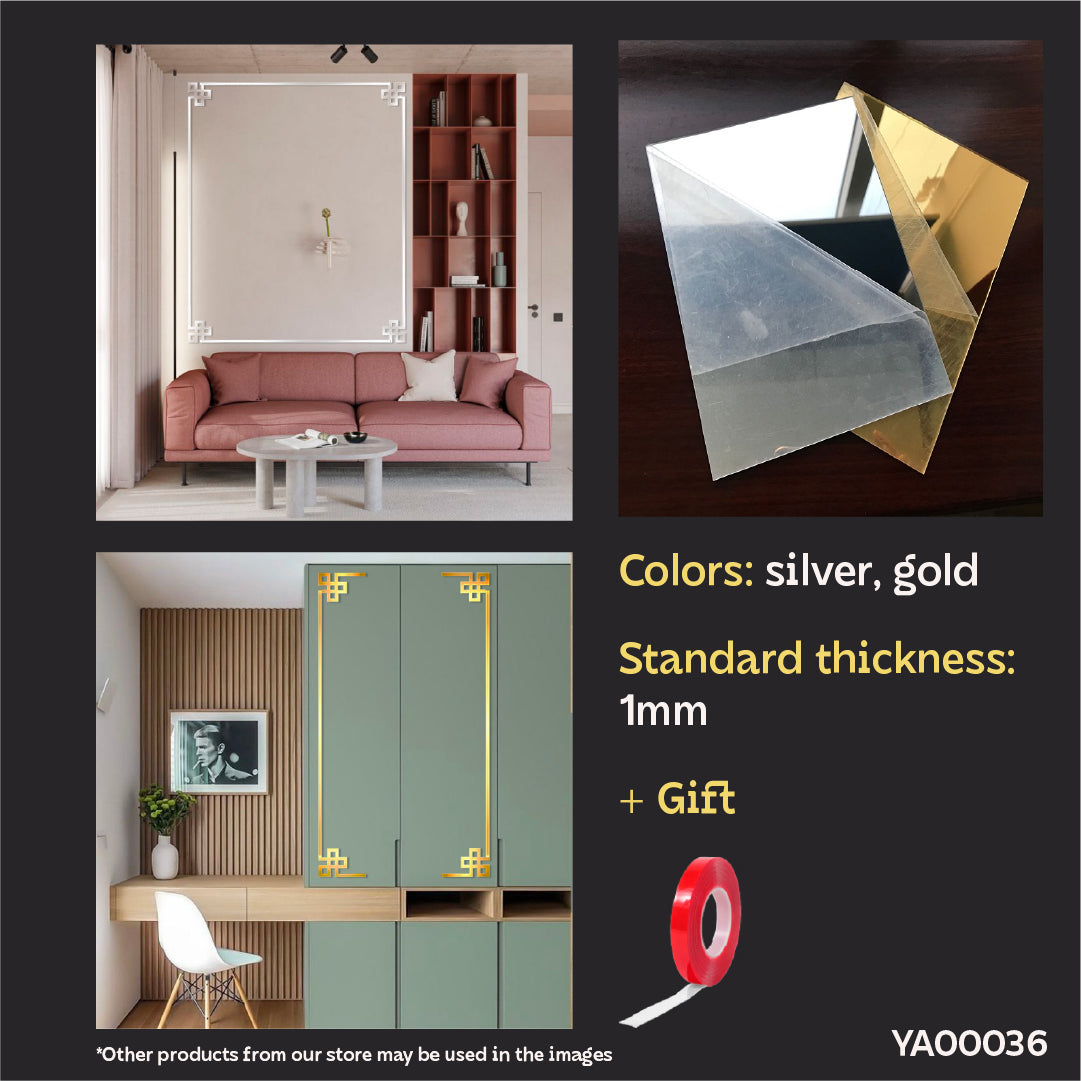 Create a unique interior with DFA Mirror Decor Corner Pattern 2pcs/4pcs (YA00036)
