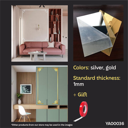 Create a unique interior with DFA Mirror Decor Corner Pattern 2pcs/4pcs (YA00036)