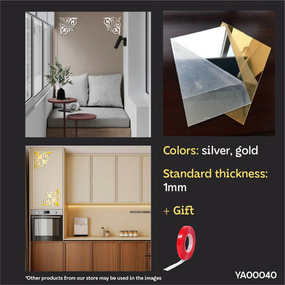 DFA Mirror Decor Corner Pattern - The Art of Details in Your Space 2pcs/4pcs (YA00040)