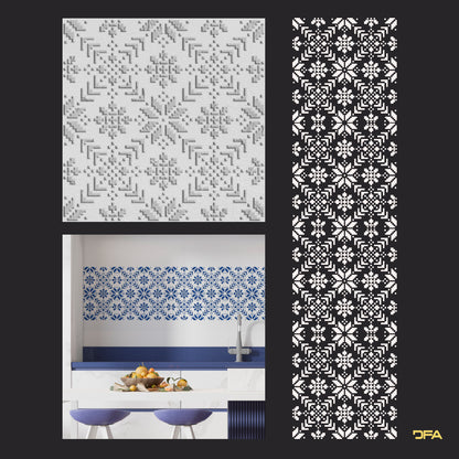 Authentic wall design: DFA stencil "Vysyvanka" for decorative plaster 0.3-1 mm (Z00054)