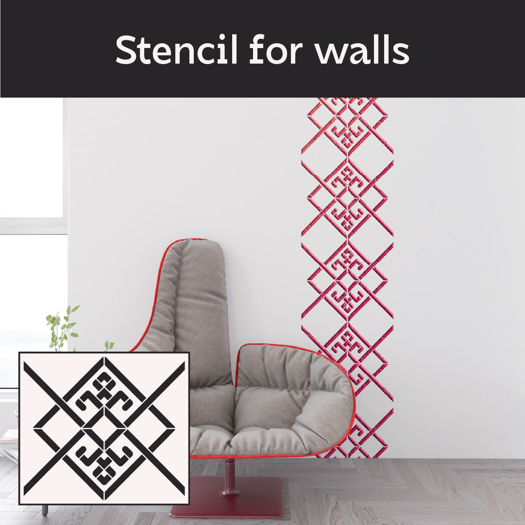 Ukrainian ornament: stencil DFA for decorative plaster and paint 0.3-1 mm (Z00075)