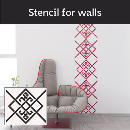 Ukrainian ornament: stencil DFA for decorative plaster and paint 0.3-1 mm (Z00075)