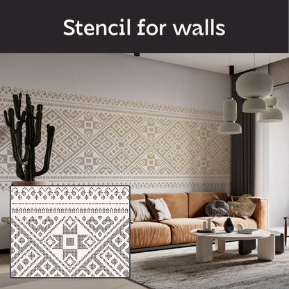 Traditional DIY ornament: Reusable DFA stencil "Embroidery" for walls 0.3-1 mm (Z00079)