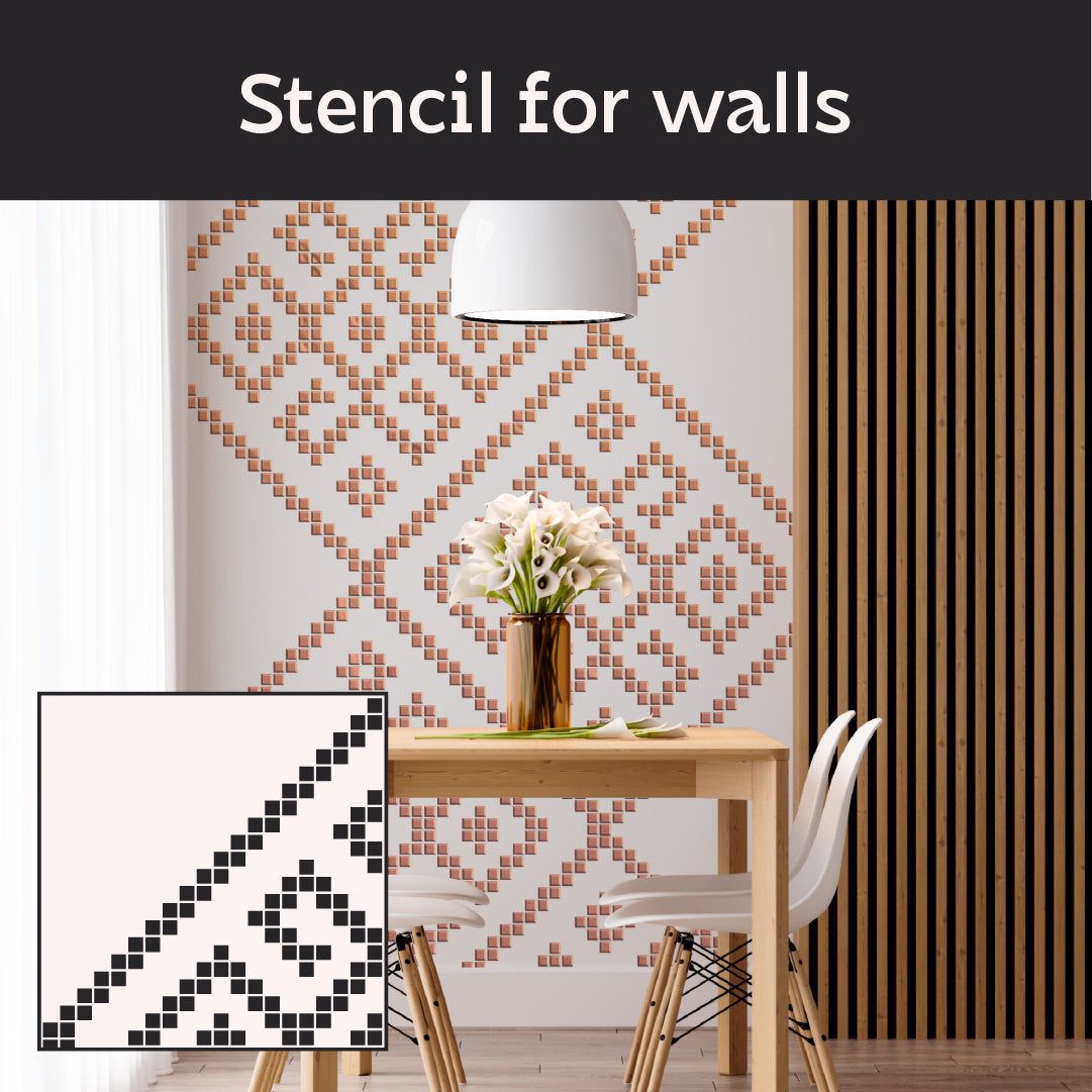 Embroidery on walls – DFA stencil for decorative plaster and paint 0.3-1 mm (Z00082)