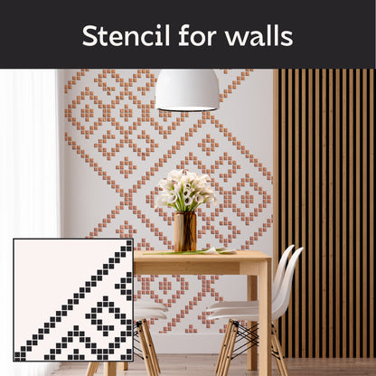 Embroidery on walls – DFA stencil for decorative plaster and paint 0.3-1 mm (Z00082)