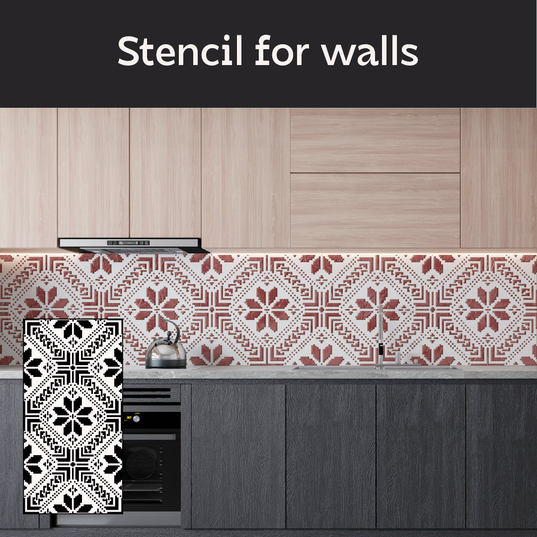 Decorative embroidery on walls using a DFA stencil 0.3-1 mm (Z00085)