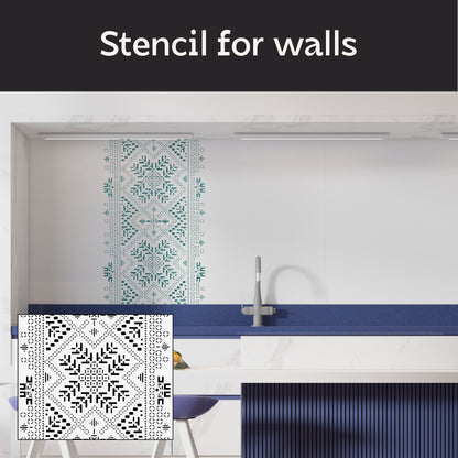 Patriotic decor: DFA Vyshyvanka stencil for plaster and paint 0.3-1 mm (Z00086)