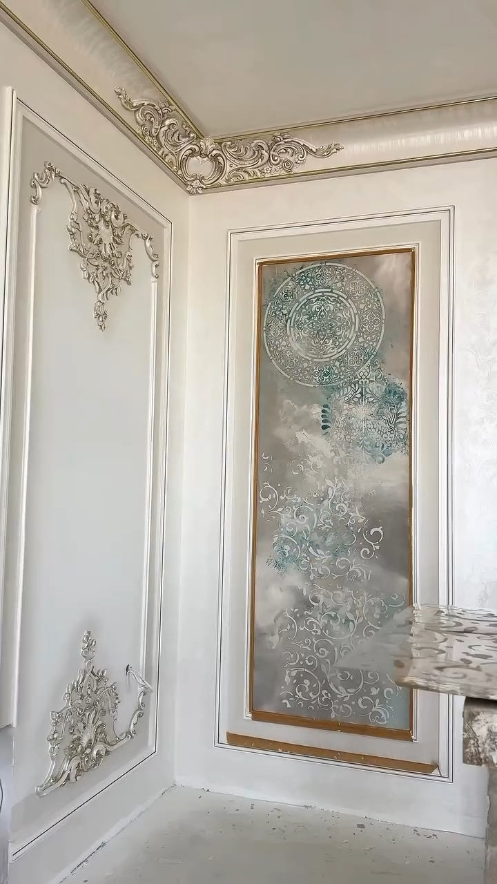 Set of 3 DFA stencils: Round, Oriental patterns and Damask – decorate your interior simply and beautifully 0.3-1 mm (N00149)