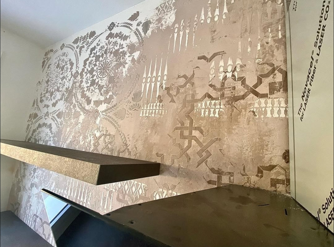 Wall decor stencil set DFA (Square 13 + Geometry 15 + Geometry 71) for plaster and paint 0.3-1 mm (N00096)