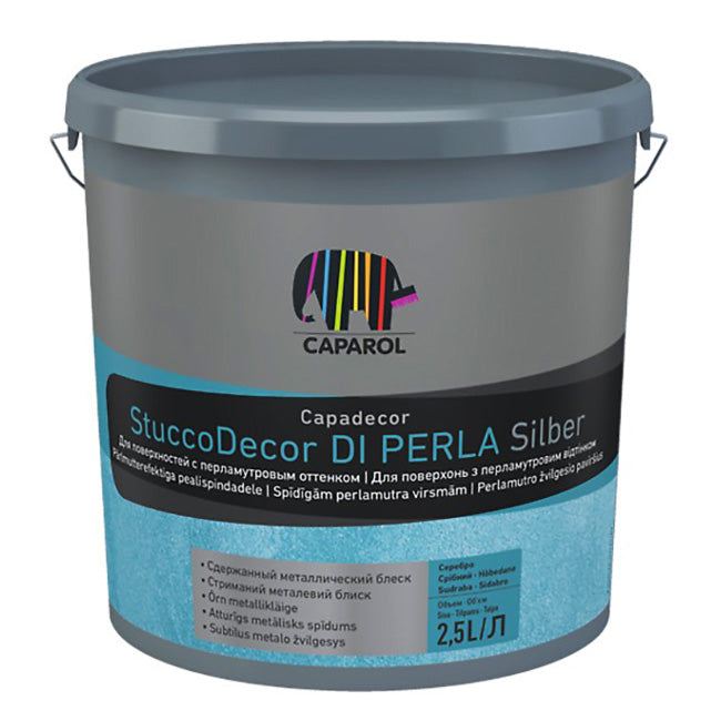 Decorative interior putty Caparol StuccoDecor Di Perla Silber acrylic velvet with metallic sheen, 2.5l