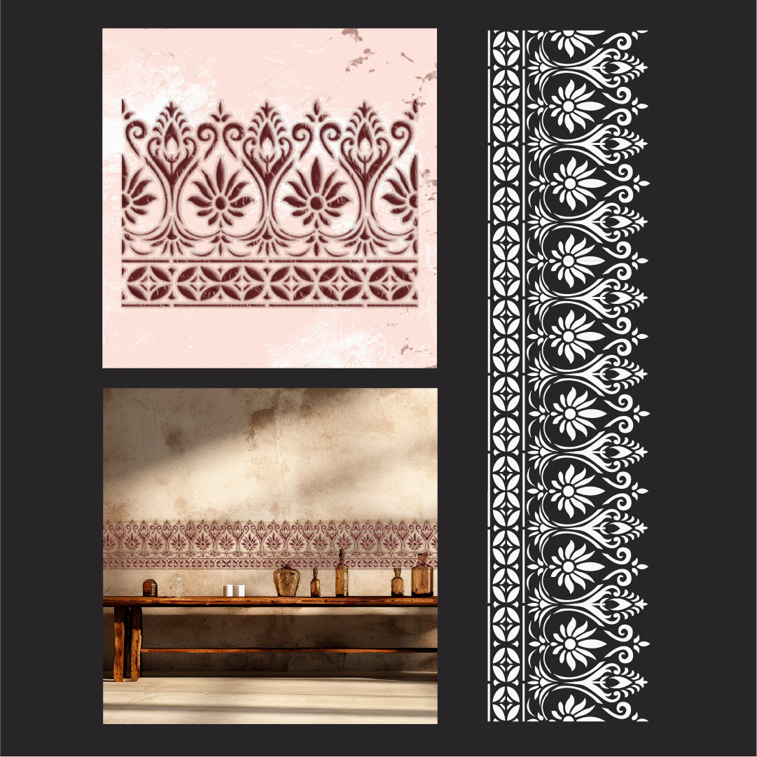 Reusable stencil DFA Border pattern for professional decor 0.3-1 mm (B00090)
