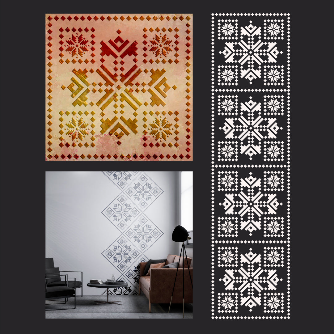 DFA Vyshyvanka Stencil: Perfect clarity of Ukrainian pattern with plaster or paint 0.3-1 mm (Z00080)