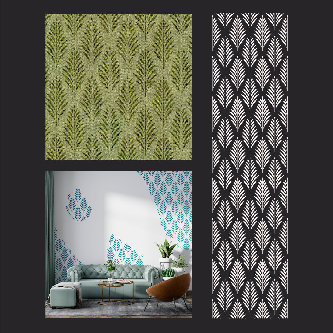 DFA Eco-Style Stencil Natural Leaf Ornament for Plaster and Paint 0.3-1mm (P00165)
