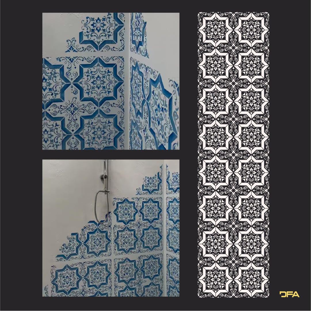 Geometric ornament on the walls - stencil DFA Square pattern 0.3-1 mm (K00118)