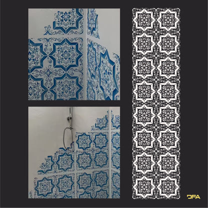 Geometric ornament on the walls - stencil DFA Square pattern 0.3-1 mm (K00118)