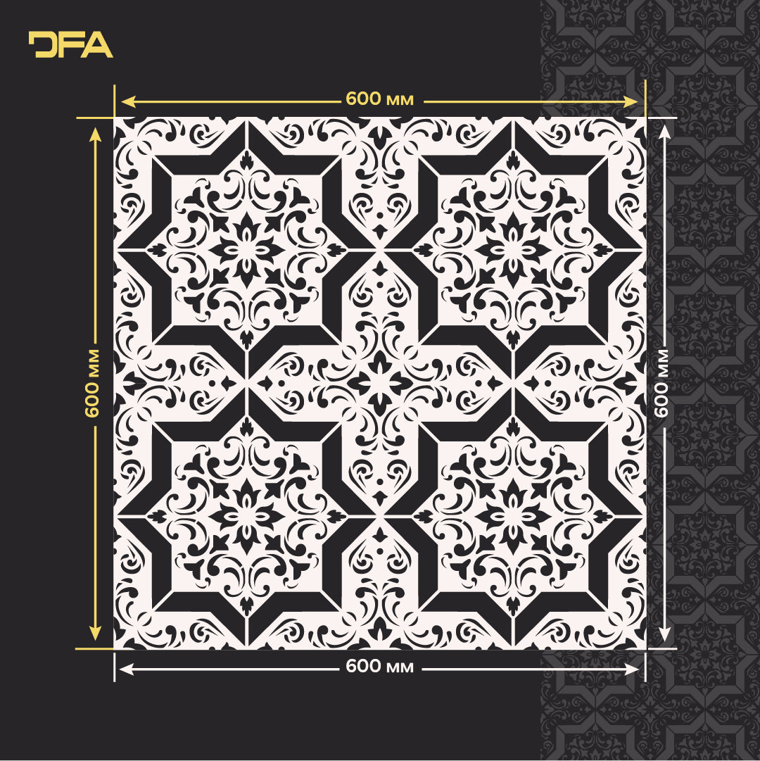 Geometric ornament on the walls - stencil DFA Square pattern 0.3-1 mm (K00118)
