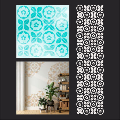 Geometric stencil DFA with a floral motif for artistic decoration 0.3-1 mm (G00155)