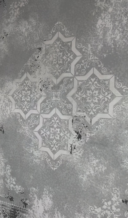 Geometric pattern on walls with DFA stencil Square pattern 0.3-1 mm (K00117)