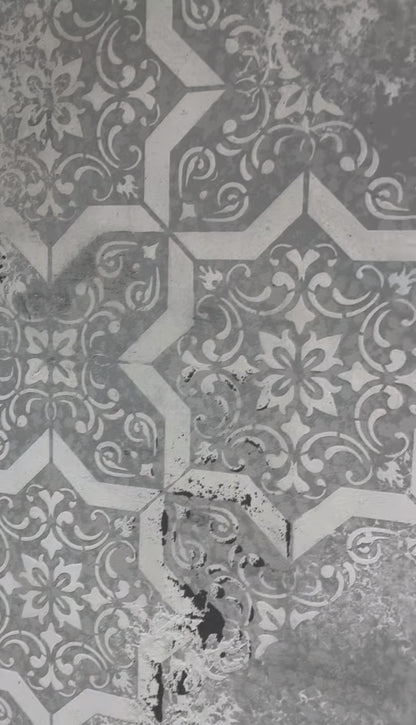 Geometric pattern on walls with DFA stencil Square pattern 0.3-1 mm (K00117)