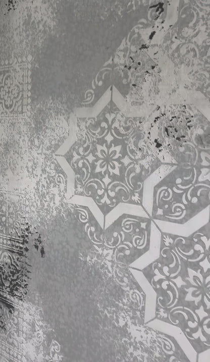 Geometric pattern on walls with DFA stencil Square pattern 0.3-1 mm (K00117)