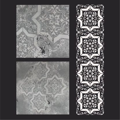 Geometric pattern on walls with DFA stencil Square pattern 0.3-1 mm (K00117)