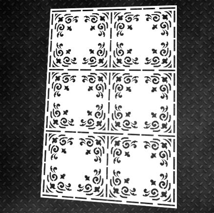 Reusable stencil for decoration DFA square pattern, for putty and paint, 0.3-1mm (K00046)