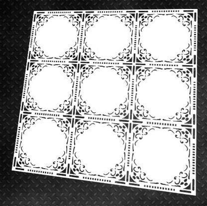 Reusable stencil for decoration DFA square pattern, for putty and paint, 0.3-1mm (K00047)