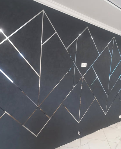 Set of 13 Mirror Wall Decor Sticker DFA Magic Stripes (Silver Wall Stripes) Size 2m - 10mm/12mm/15mm/18mm (Y00013)