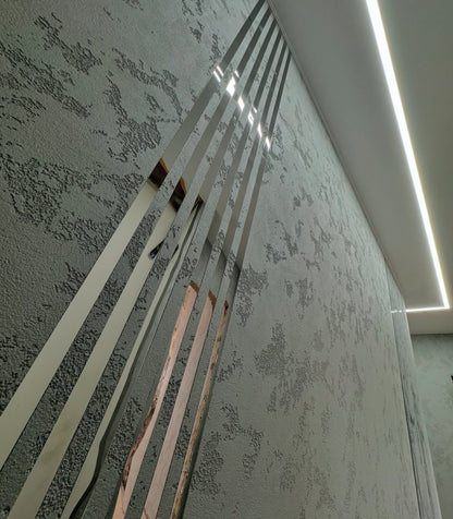 Set of 3 Mirror Wall Decor Sticker DFA Magic Stripes (Silver Wall Stripes) Size 10m - 10mm/12mm/15mm/18mm (Y00003)
