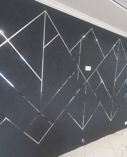 Set of 5 Mirror Wall Decor Sticker DFA Magic Stripes (Silver Wall Stripes) Size 15m - 10mm/12mm/15mm/18mm (Y00005)