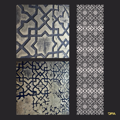 Set for plaster and paint wall decoration 10 DFA stencils (Oriental pattern 72 + Round pattern 14) 0.3-1 mm (N00010)