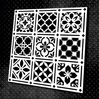 Set for plaster and paint wall decoration 12 Stencils DFA (Round pattern 54 + Round pattern 7 + Square pattern 4) 0.3-1 mm (N00012)