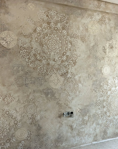 Set for plaster and paint wall decoration 12 Stencils DFA (Round pattern 54 + Round pattern 7 + Square pattern 4) 0.3-1 mm (N00012)