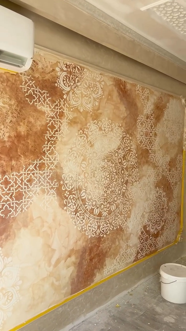 Wall decoration set for plaster and paint 14 DFA stencils (Round pattern 7 + Geometry 15 + Round pattern 54) 0.3-1 mm (N00014)