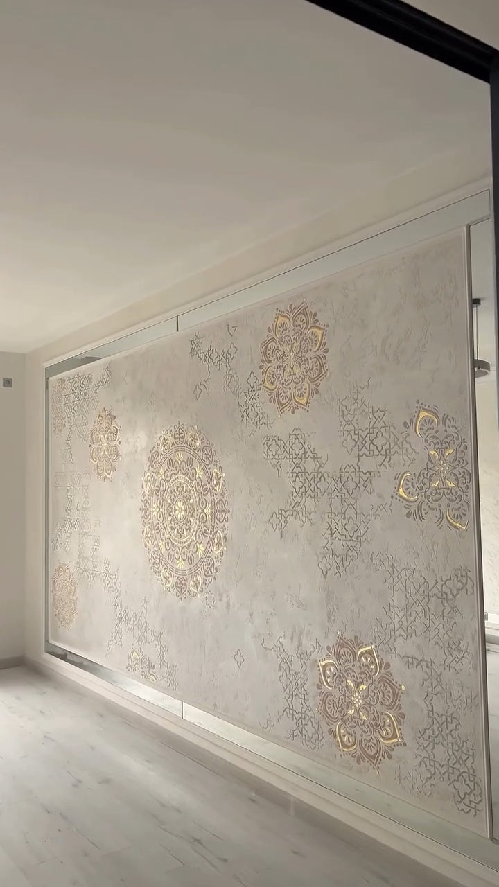 Wall decoration set for plaster and paint 14 DFA stencils (Round pattern 7 + Geometry 15 + Round pattern 54) 0.3-1 mm (N00014)