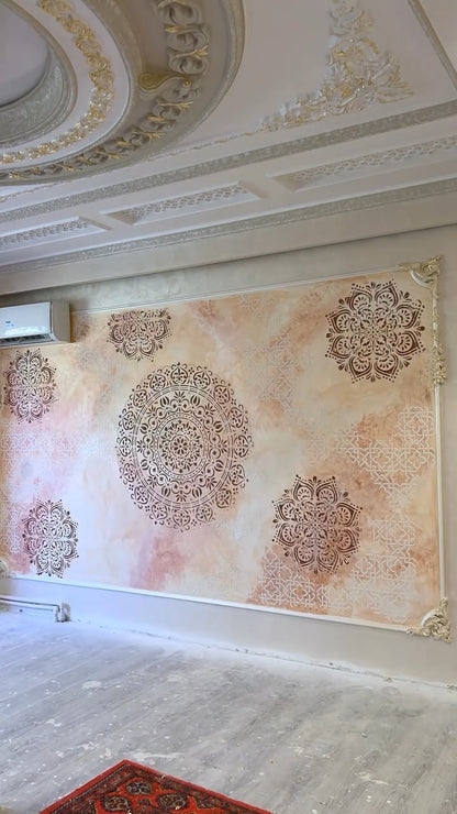 Wall decoration set for plaster and paint 14 DFA stencils (Round pattern 7 + Geometry 15 + Round pattern 54) 0.3-1 mm (N00014)
