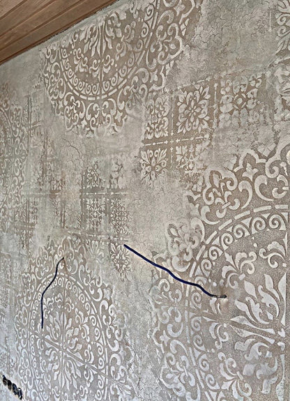 Wall decoration set for plaster and paint 23 (Round pattern 53 + Square pattern 2) 0.3-1 mm (N00023)